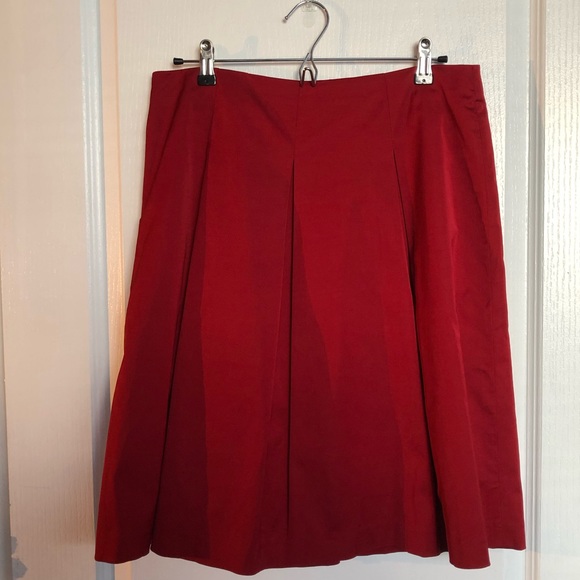 Talbots Dark Red A-Line Skirt Pleats - Picture 2 of 4